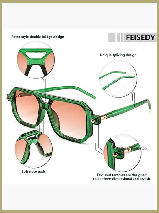 Vintage Square 70s Flat Aviator Sunglasses Retro Stylish Frame UV400 main image 7